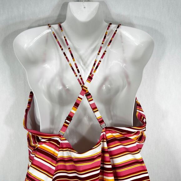 No Boundaries Plus Sz 3X Swimsuit 23W 25W Juniors Plus Orange Pink One Piece 847 - Picture 10 of 11